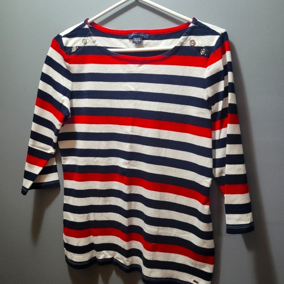 Tommy Hilfiger Nautical Striped Top L - Picture 1 of 5
